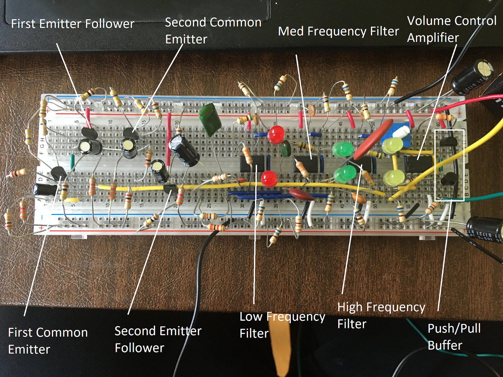 board with active components highlighted