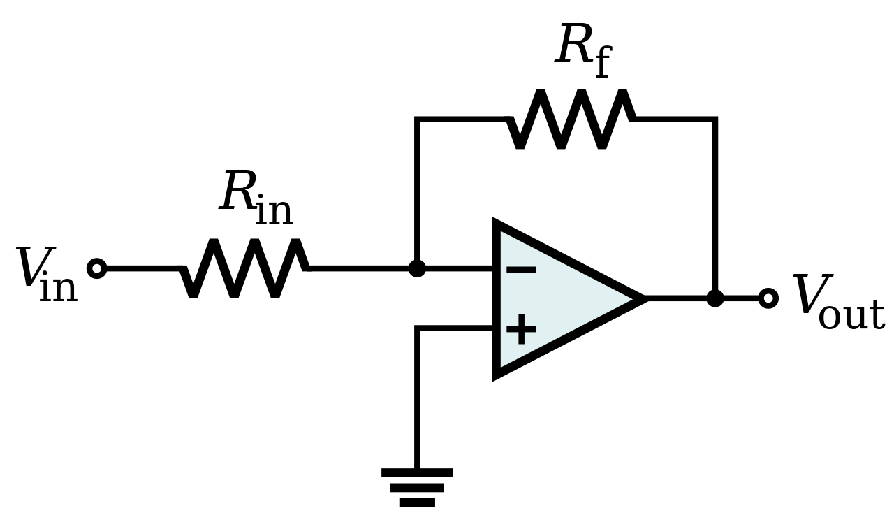 Inverting amplifier with an opamp
